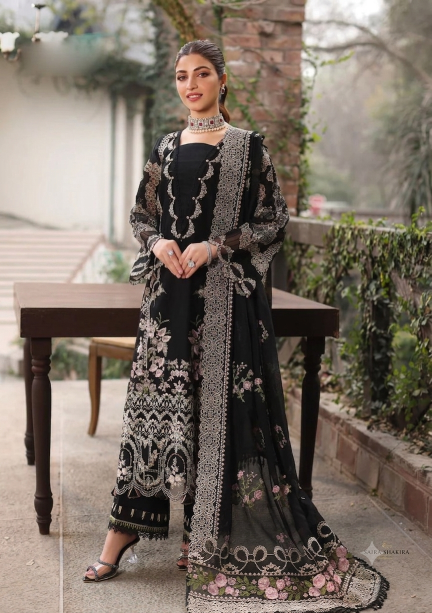 Luxury Embroidered Lawn 3 Piece Suit with Ready-to-Wear Chiffon Dupatta