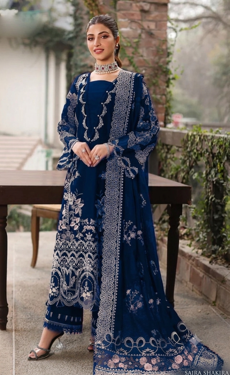 Luxury Embroidered Lawn 3 Piece Suit with Ready-to-Wear Chiffon Dupatta