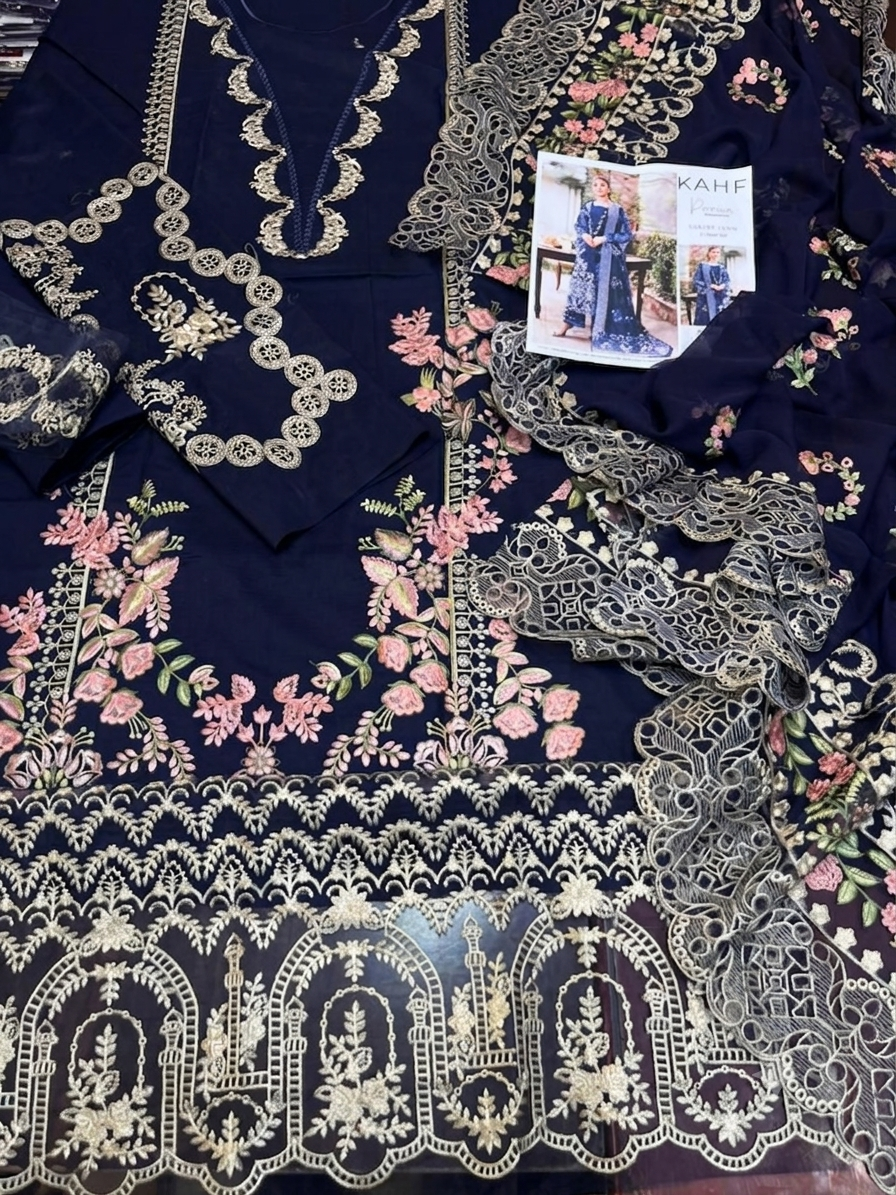 Luxury Embroidered Lawn 3 Piece Suit with Ready-to-Wear Chiffon Dupatta