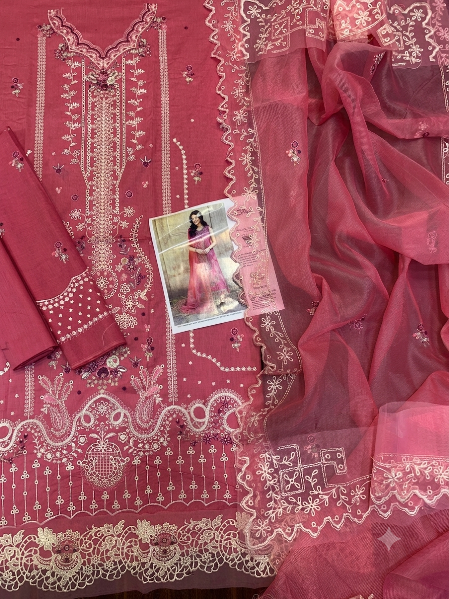 Luxury Summer Collection – Embroidered Lawn 3 Piece Suit with Khaddi Net Dupatta