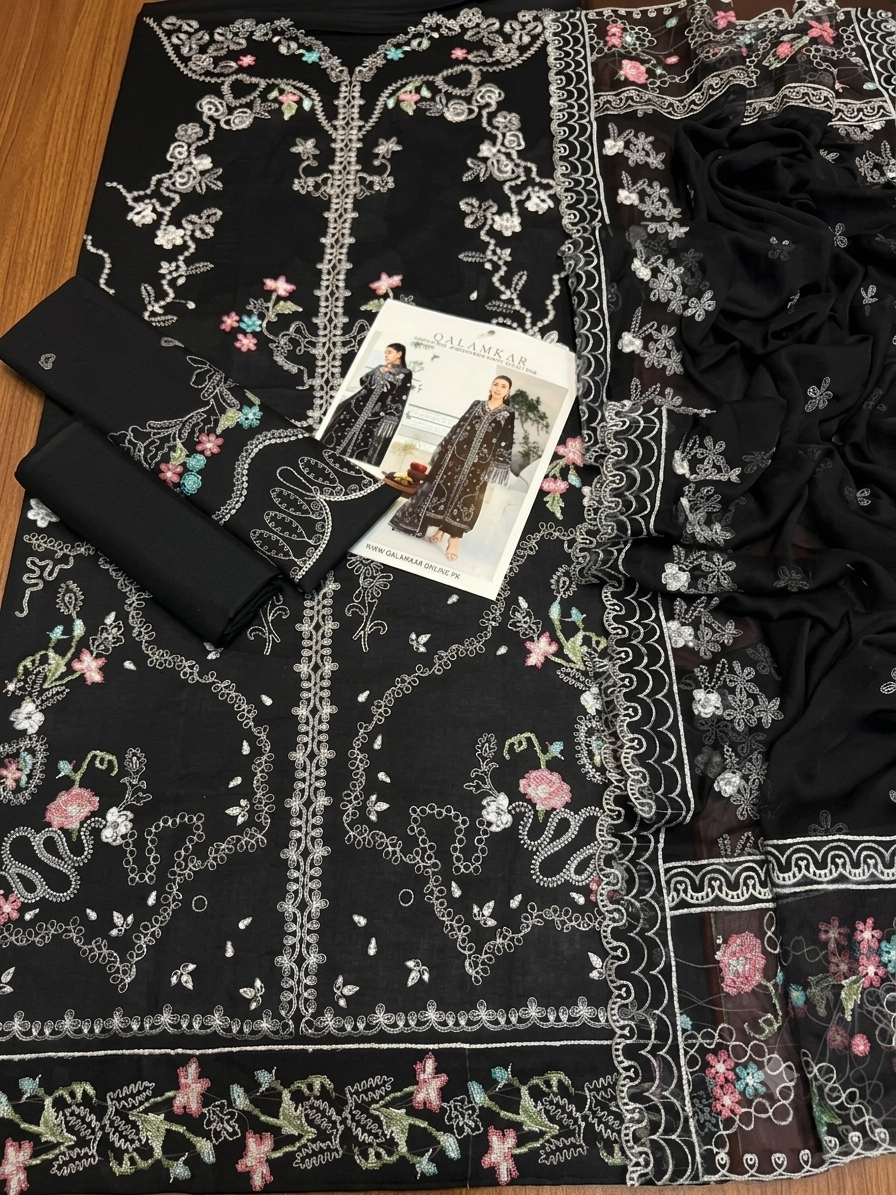3 Piece Embroidered Lawn Suit-Summer Collection