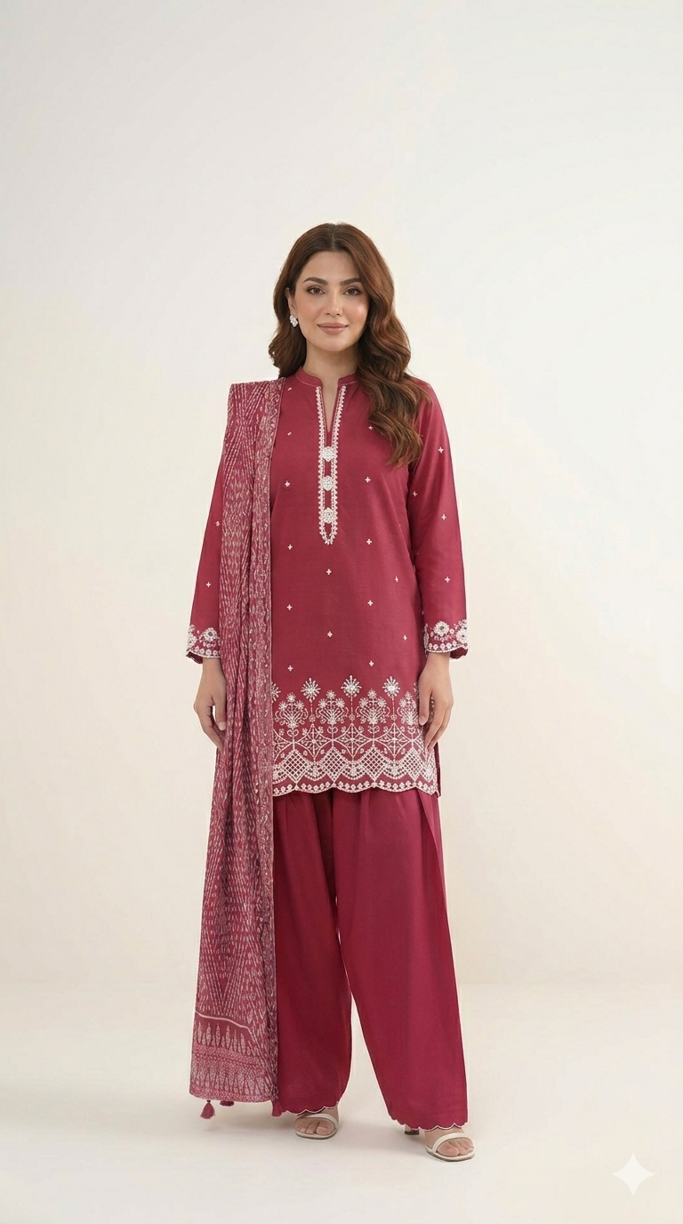 Premium Lawn 3-Piece Heavy Embroidered Suit