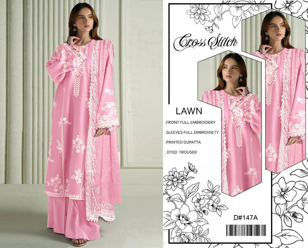 Premium Heavy Embroidered Lawn 3 Piece Suit