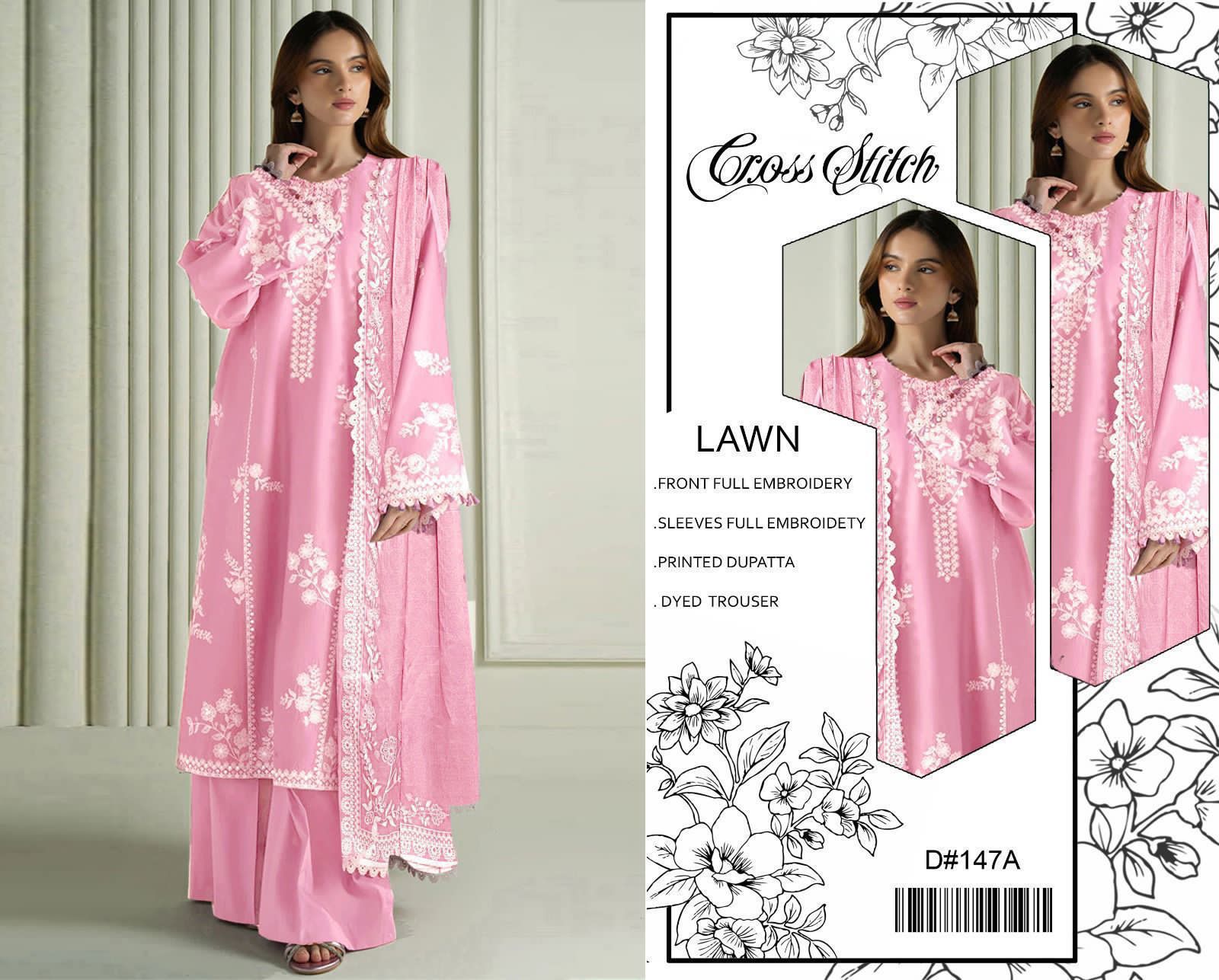 Premium Heavy Embroidered Lawn 3 Piece Suit