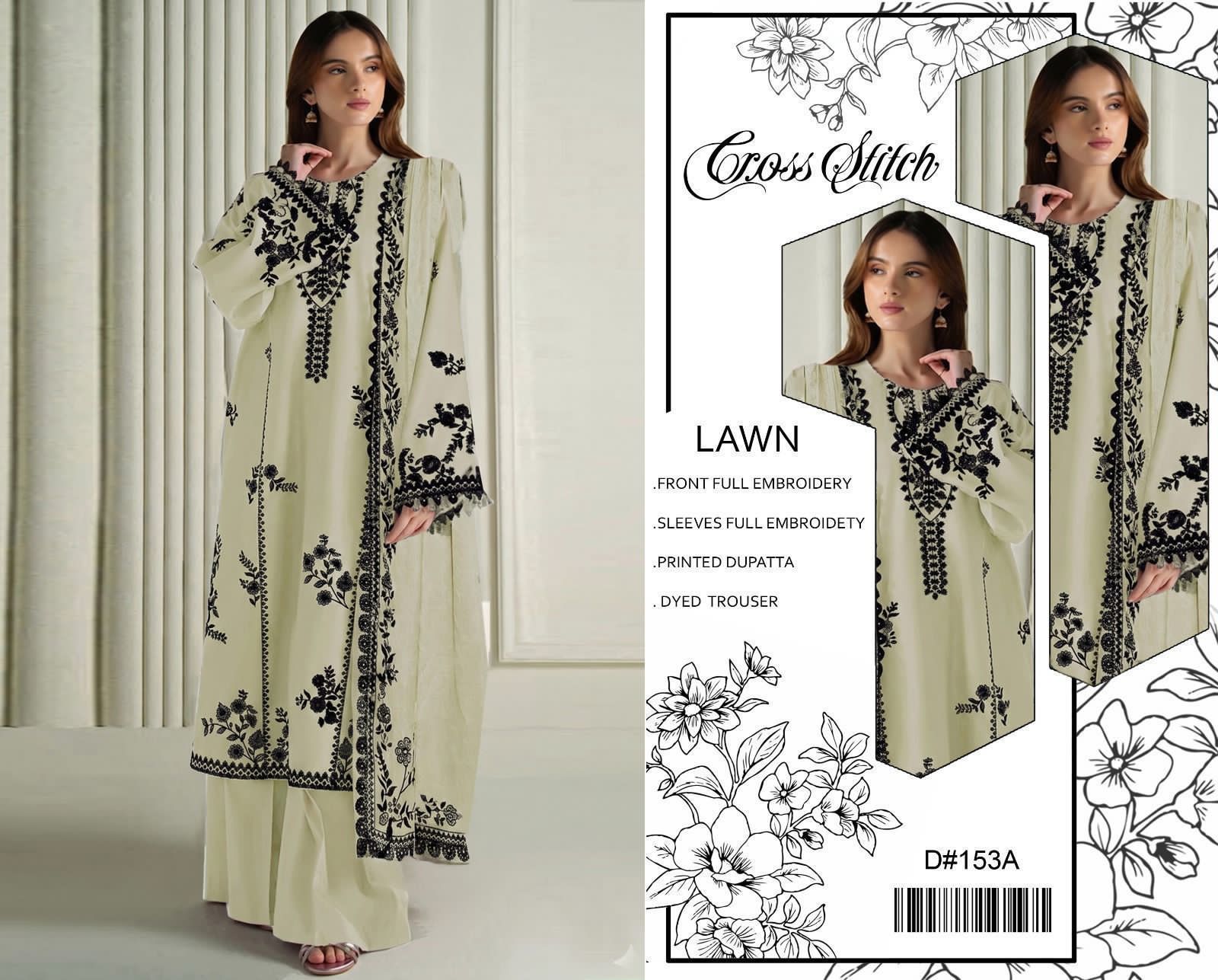 Premium Heavy Embroidered Lawn 3 Piece Suit