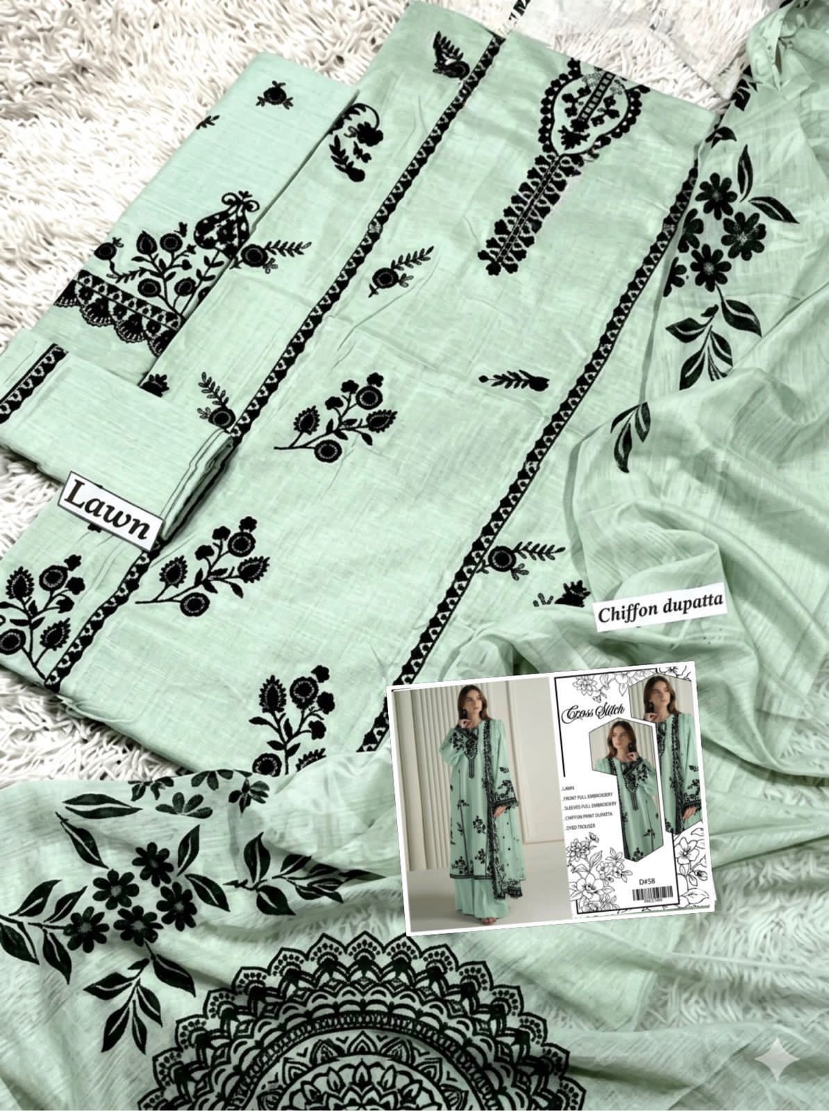 Premium Heavy Embroidered Lawn 3 Piece Suit