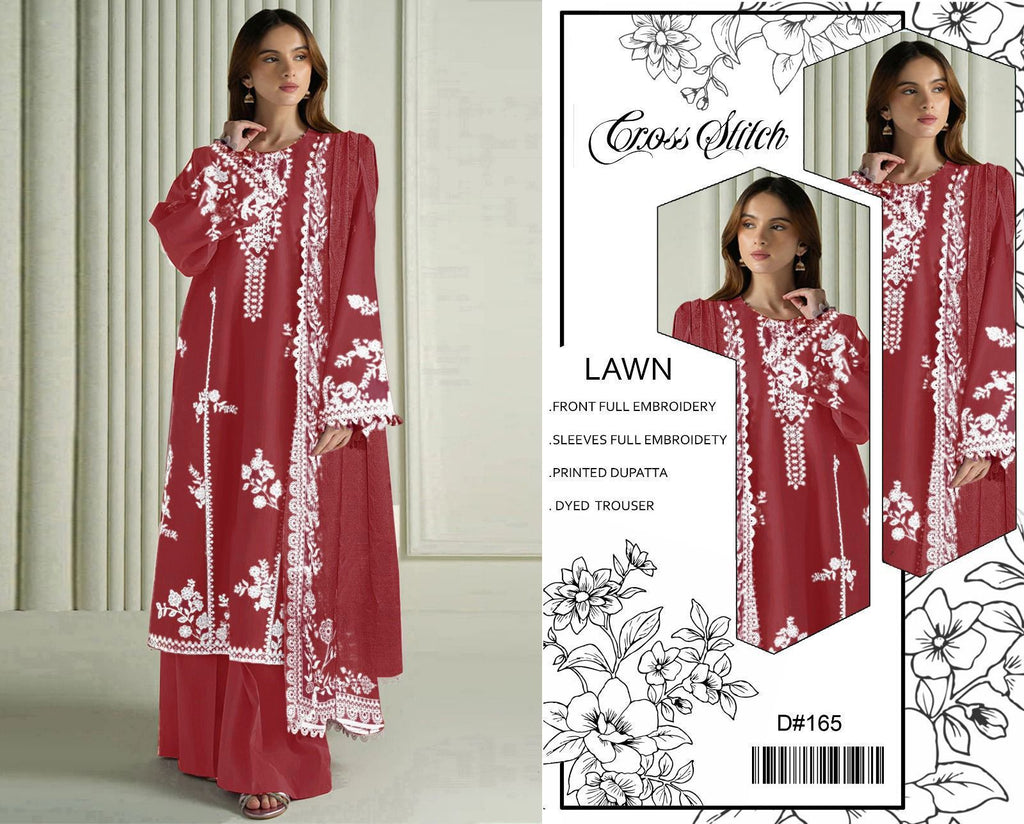 Premium Heavy Embroidered Lawn 3 Piece Suit