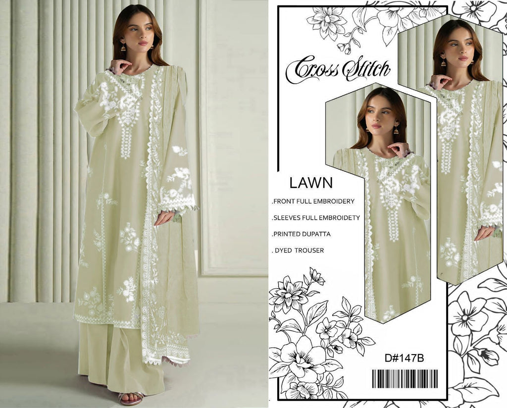 Premium Heavy Embroidered Lawn 3 Piece Suit