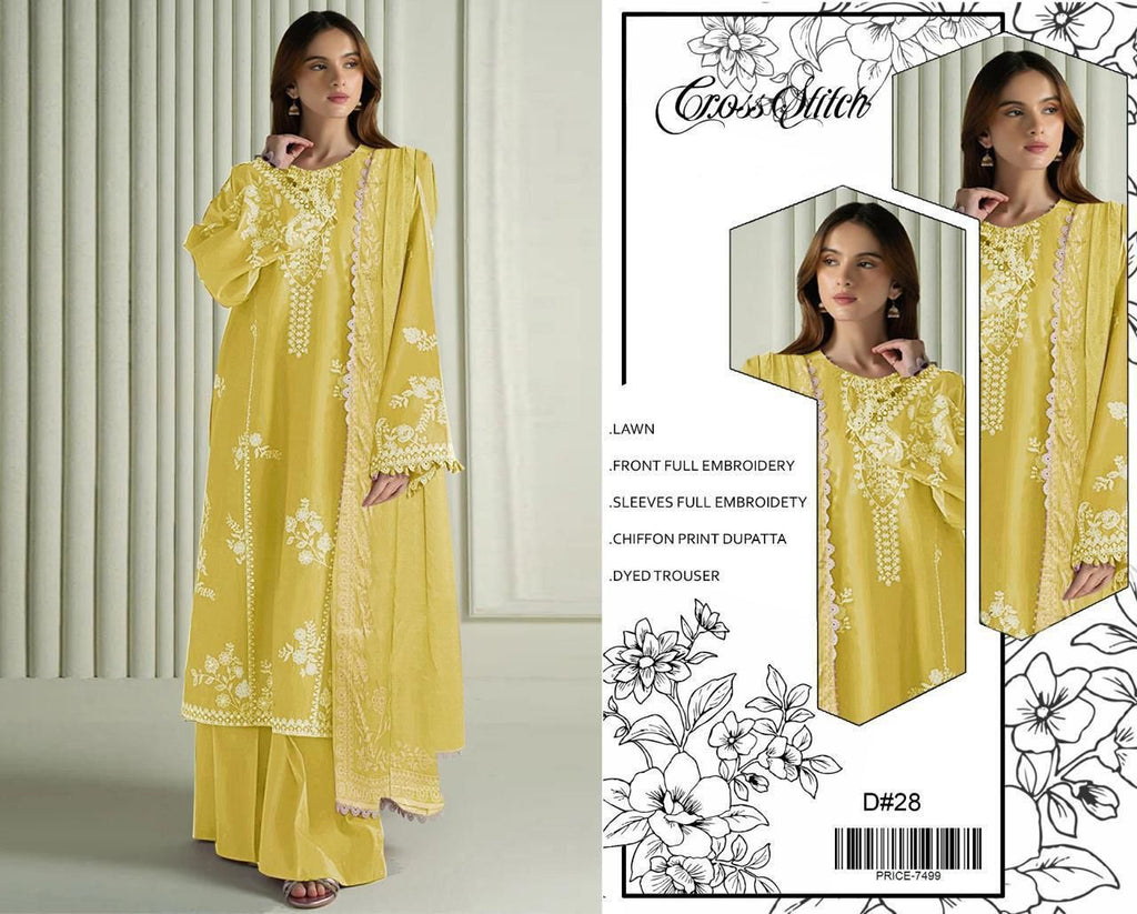 Premium Heavy Embroidered Lawn 3 Piece Suit