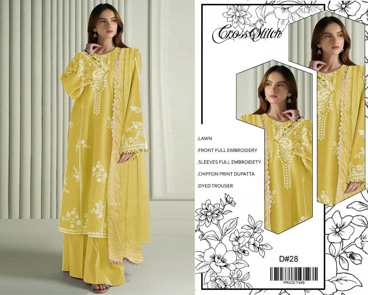 Premium Heavy Embroidered Lawn 3 Piece Suit