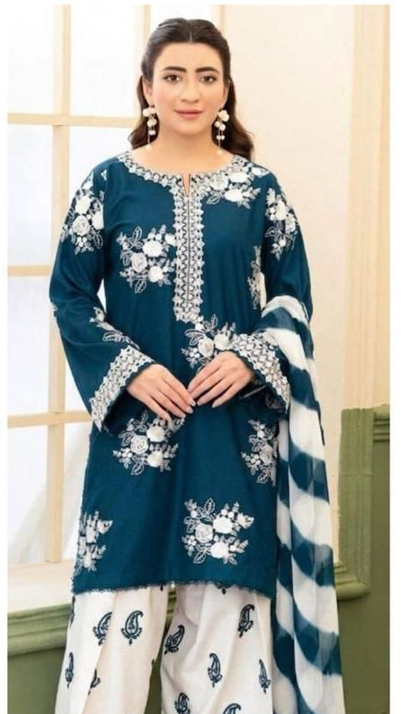 Premium Airjet Lawn 3 Piece Suit with Digital Print Voil Dobby Dupatta