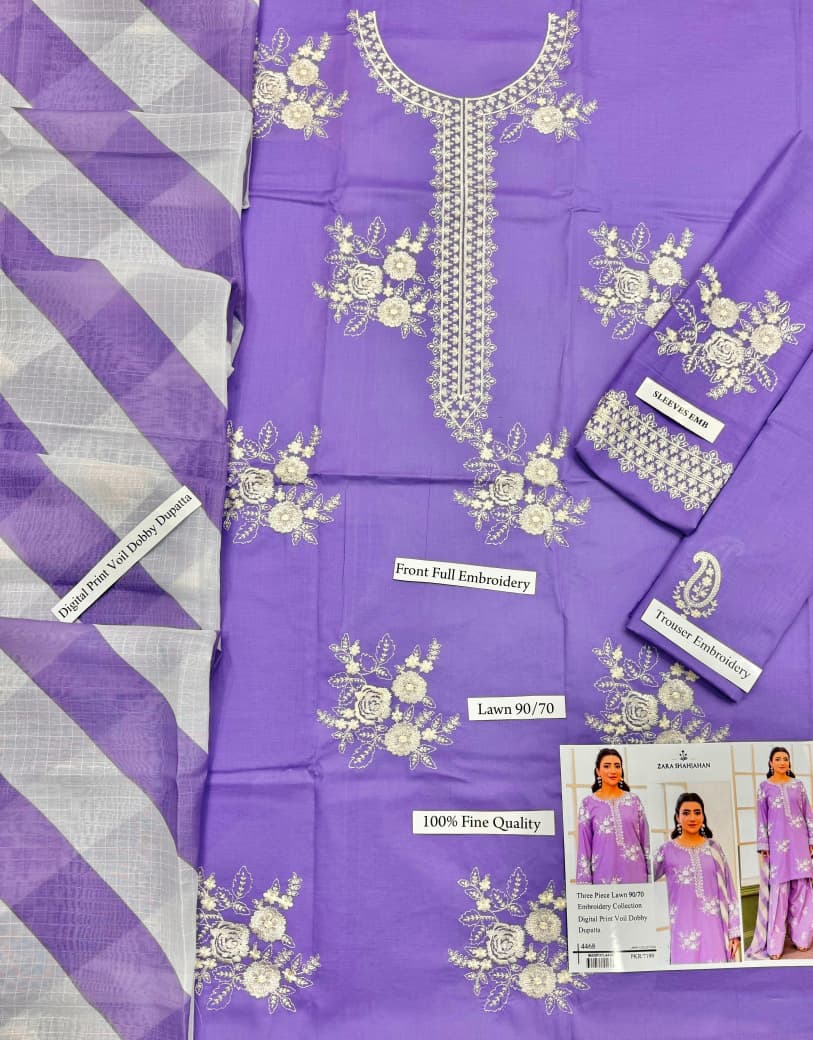 Premium Airjet Lawn 3 Piece Suit with Digital Print Voil Dobby Dupatta