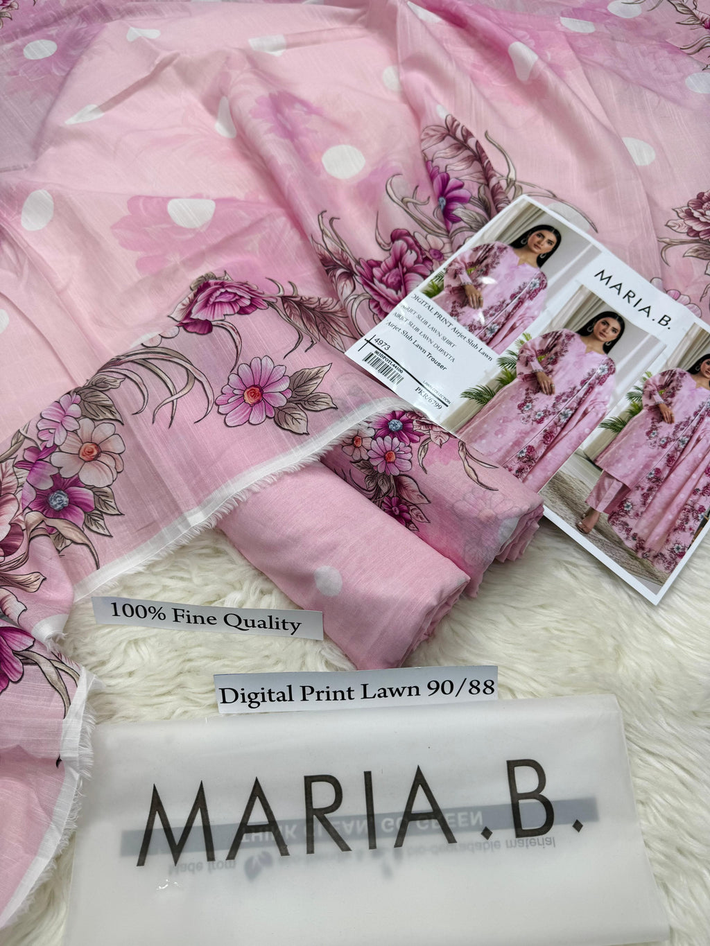 MARIA B PREMIUM SLUB 3 PIECE LOWN UNSTITCHED SUIT