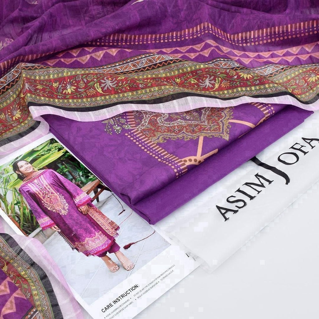 ASIM JOFA SUMMER COLLECTION DIGITAL PRINTED UNSTITCHED LAWN 3 PIECE SUIT