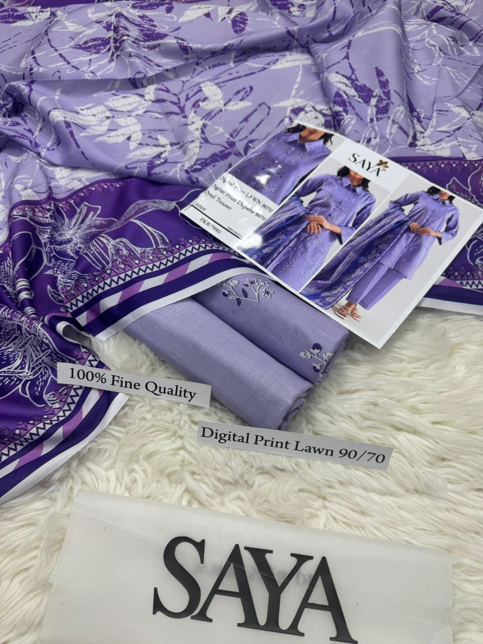 DIGITAL PRINTED 3 PIECE UNSTITCHED LOWN SUIT
