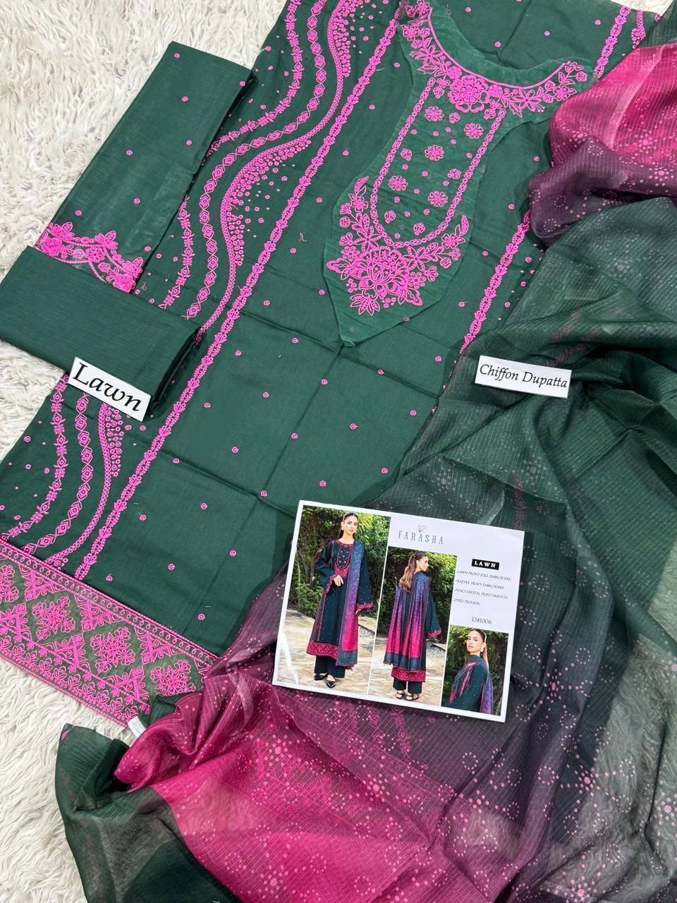 EMBROIDERY 3 PIECE LOWN SUIT