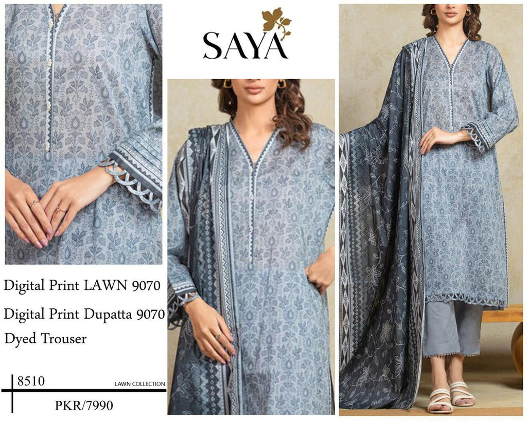 DIGITAL PRINTED 3 PIECE UNSTITCHED LOWN SUIT
