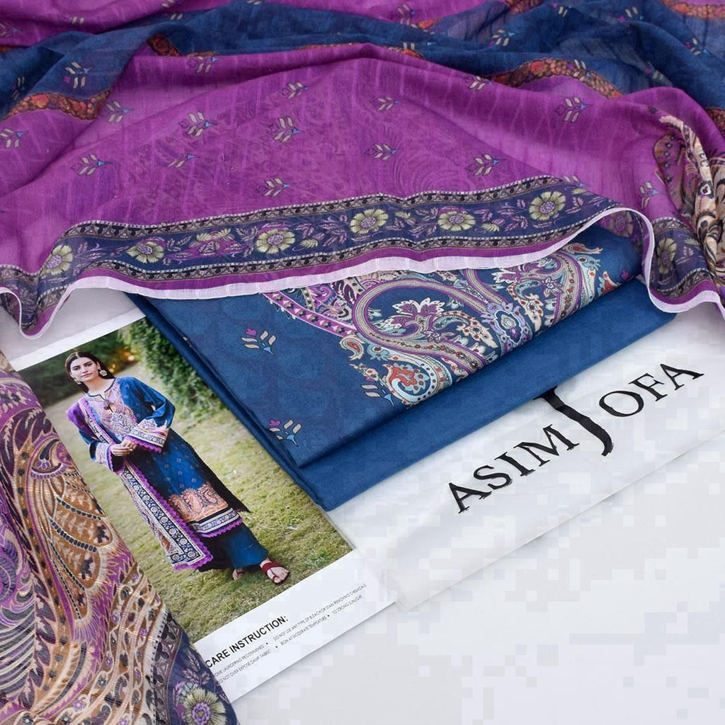 ASIM JOFA SUMMER COLLECTION DIGITAL PRINTED UNSTITCHED LAWN 3 PIECE SUIT