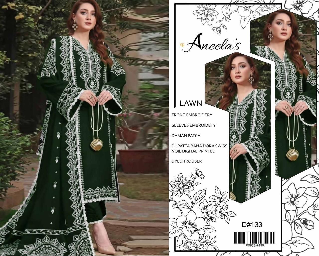 EMBROIDERY 3 PIECE LOWN SUIT