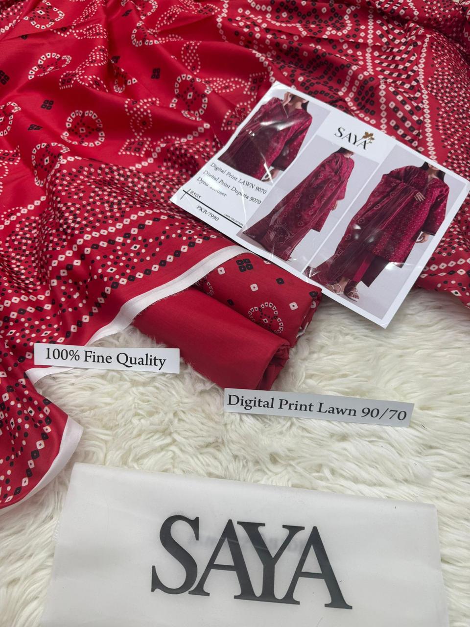DIGITAL PRINTED 3 PIECE UNSTITCHED LOWN SUIT