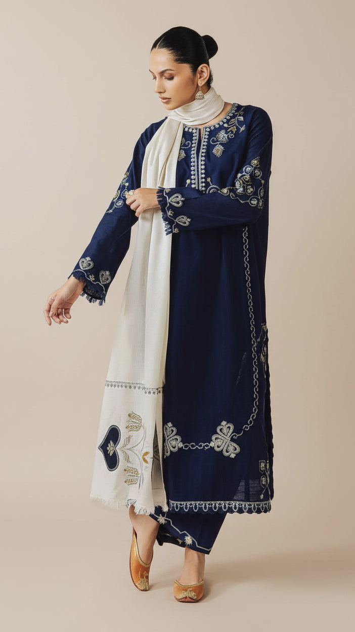 EMBROIDERY 3 PIECE LOWN SUIT