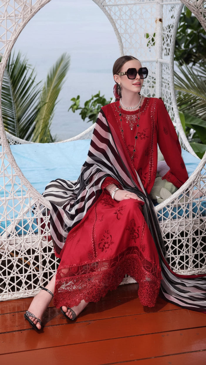 EMBROIDERY 3 PIECE LOWN UNSTITCHED SUIT