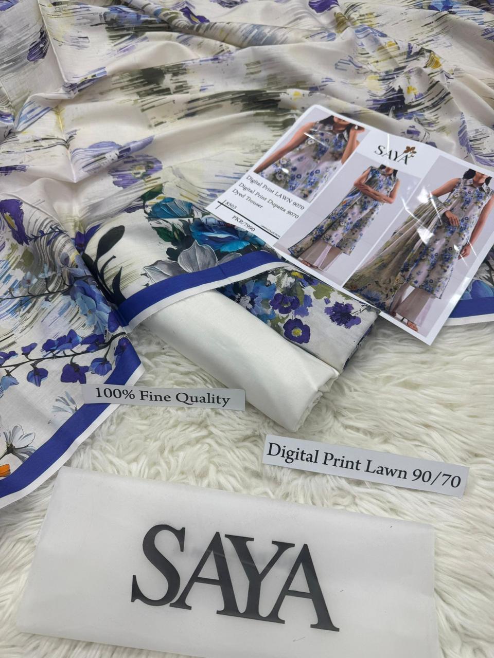 DIGITAL PRINTED 3 PIECE UNSTITCHED LOWN SUIT