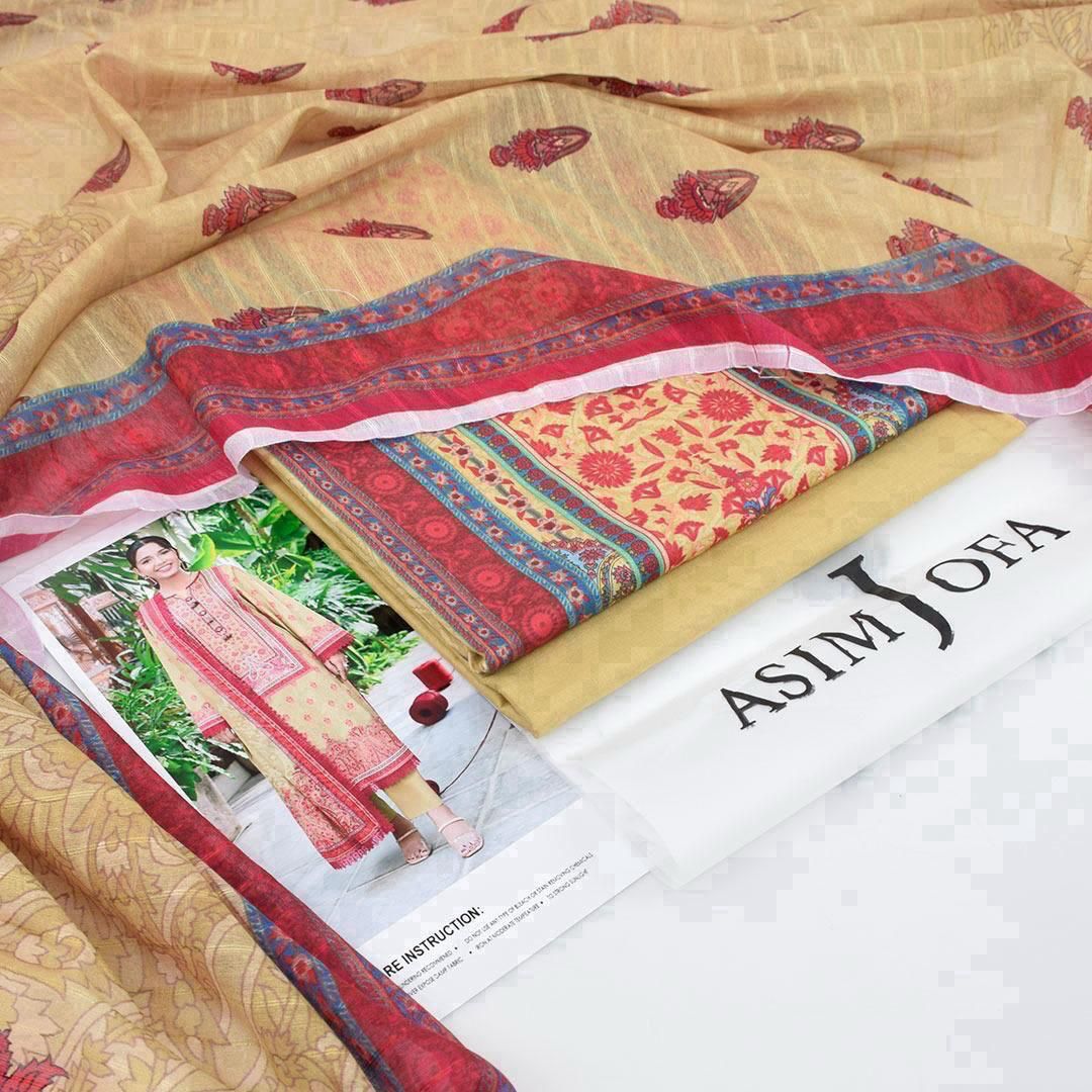ASIM JOFA SUMMER COLLECTION DIGITAL PRINTED UNSTITCHED LAWN 3 PIECE SUIT