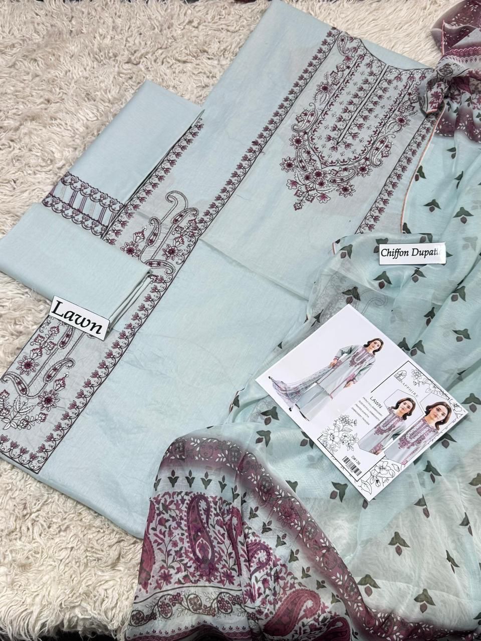 SAPPHIRE SUMMER COLLECTION EMBROIDERY 3 PIECE UNSTITCHED SUIT