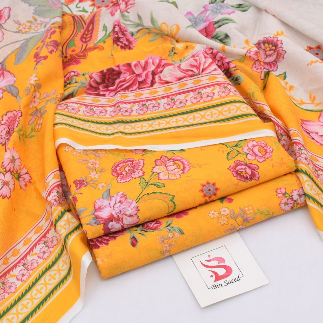 SUMMER COLLECTION DIGITAL PRINTED 3 PIECE LOWN SUIT