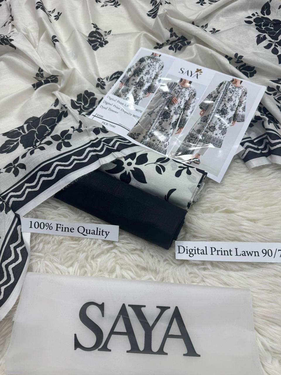 DIGITAL PRINTED 3 PIECE UNSTITCHED LOWN SUIT