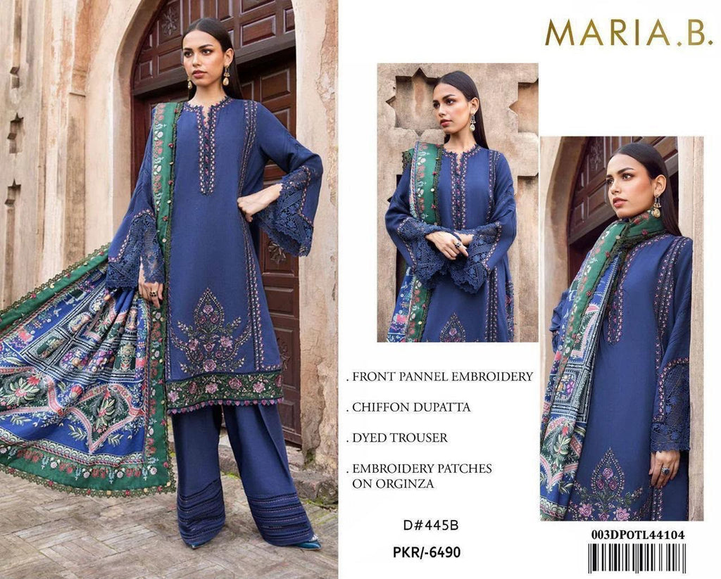 DIGITAL PRINTED WITH PATCHES 3 PIECE UNSTITCHED LOWN SUIT