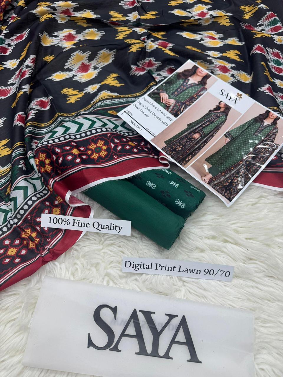DIGITAL PRINTED 3 PIECE UNSTITCHED LOWN SUIT