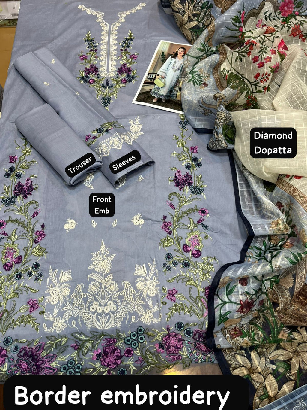 EMBROIDERY 3 PIECE UNSTITCHED LOWN SUIT