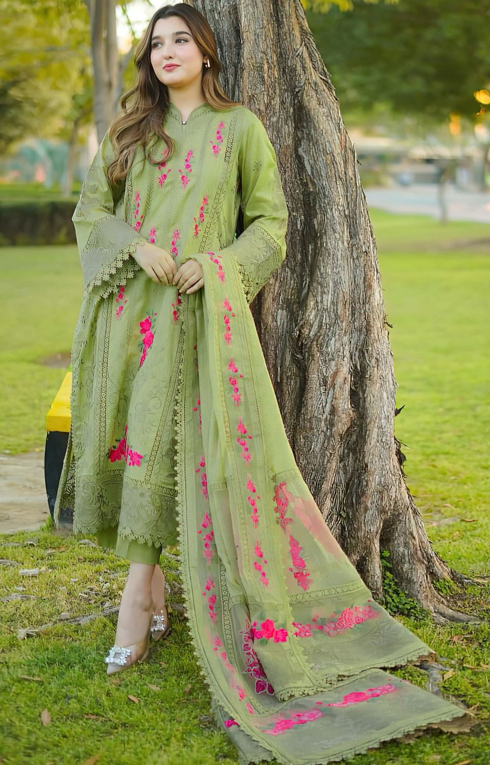 SUMMER COLLECTION FULL EMBROIDERY 3 PIECE SUIT WITH READY TO WEAR DUPPATA