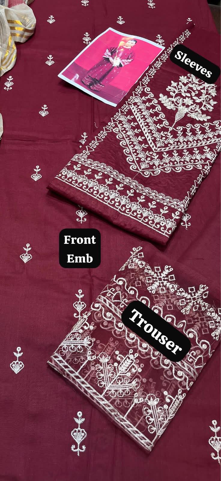 EMBROIDERY 3 PIECE UNSTITCHED LOWN SUIT