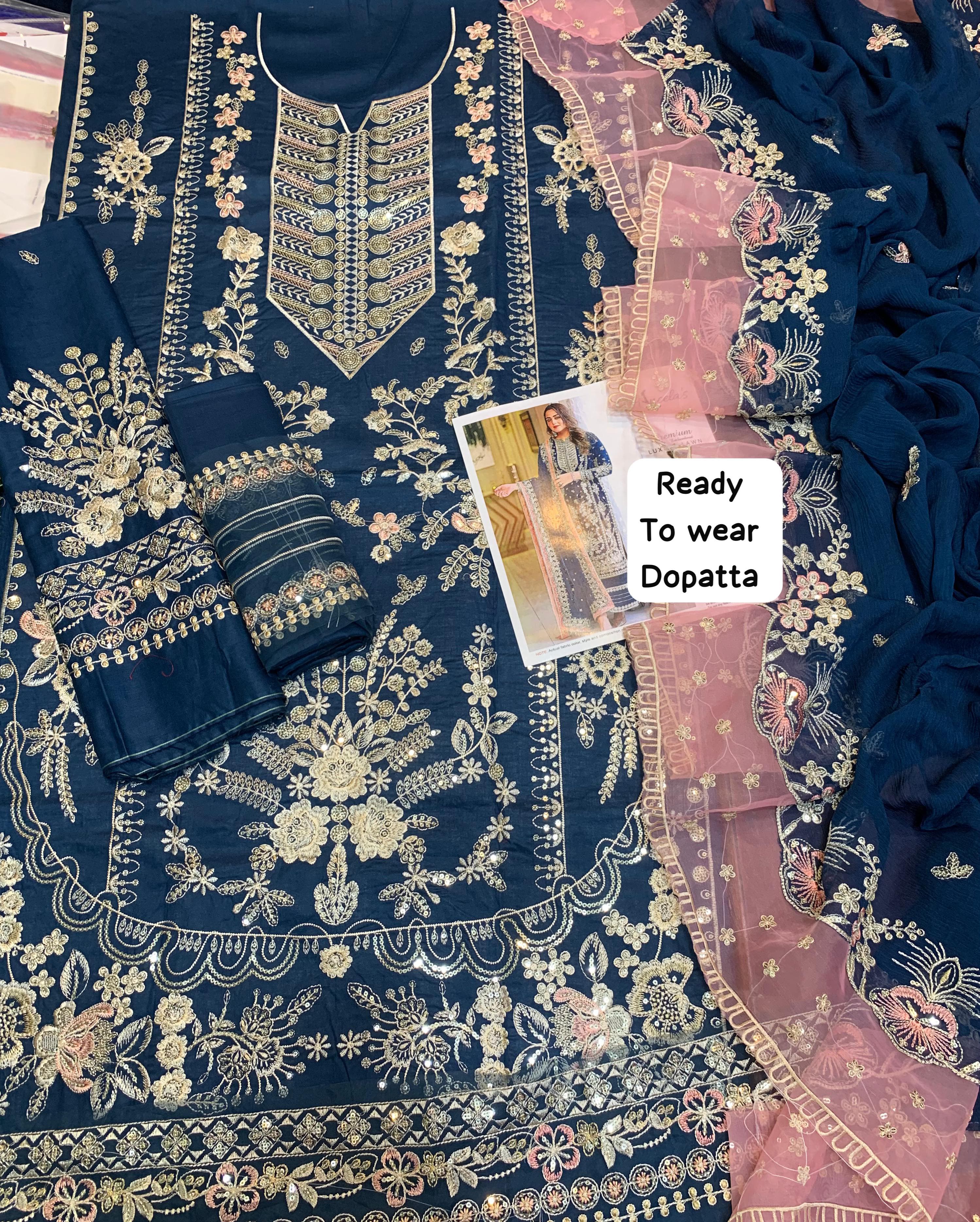 EMBROIDERY 3 PIECE LOWN UNSTITCHED SUIT