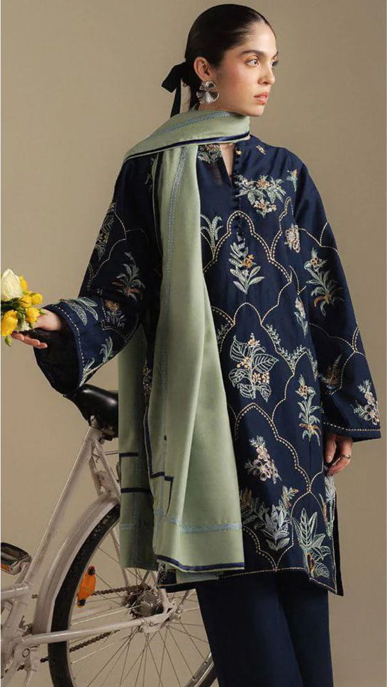 ZARA SHAHJAHAN EMBROIDERY 3 PIECE LOWN UNSTITCHED SUIT