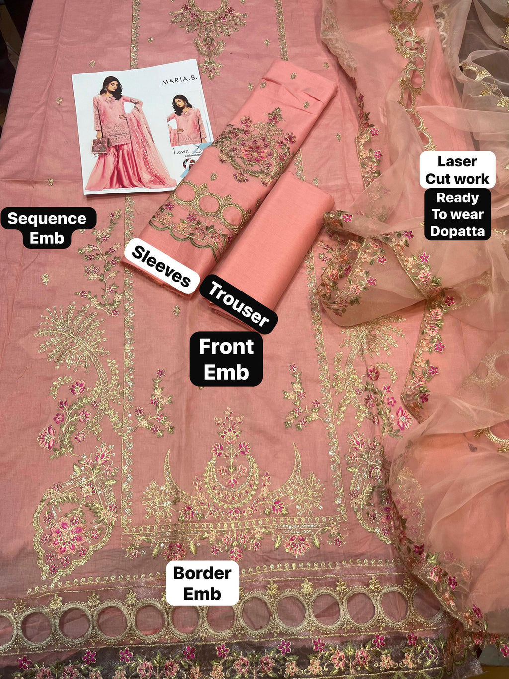 EMBROIDERY 3 PIECE LOWN UNSTITCHED SUIT