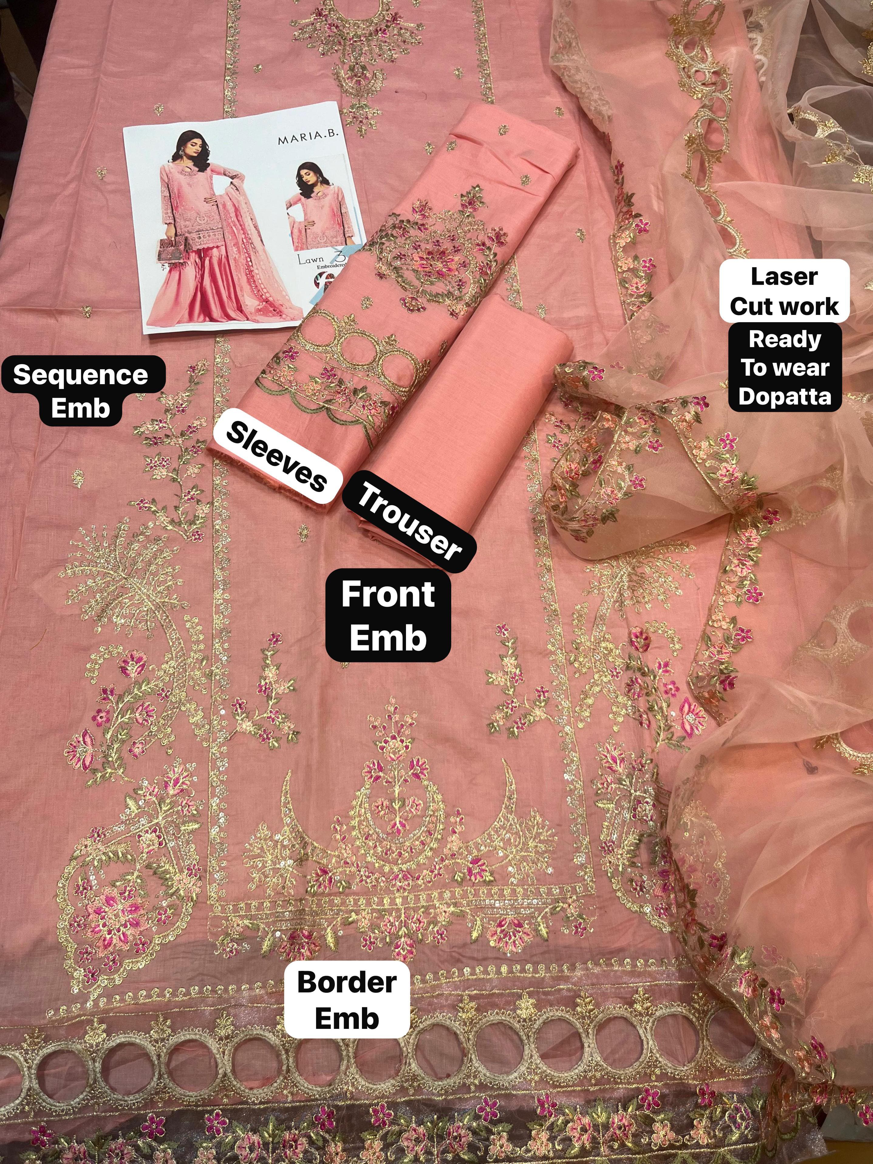 EMBROIDERY 3 PIECE LOWN UNSTITCHED SUIT