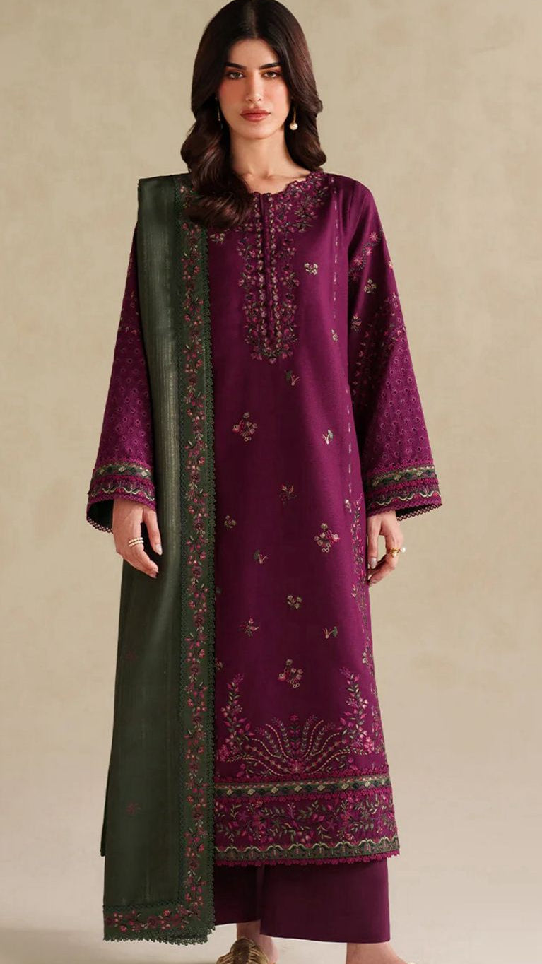 EMBROIDERY 3 PIECE UNSTITCHED LOWN SUIT