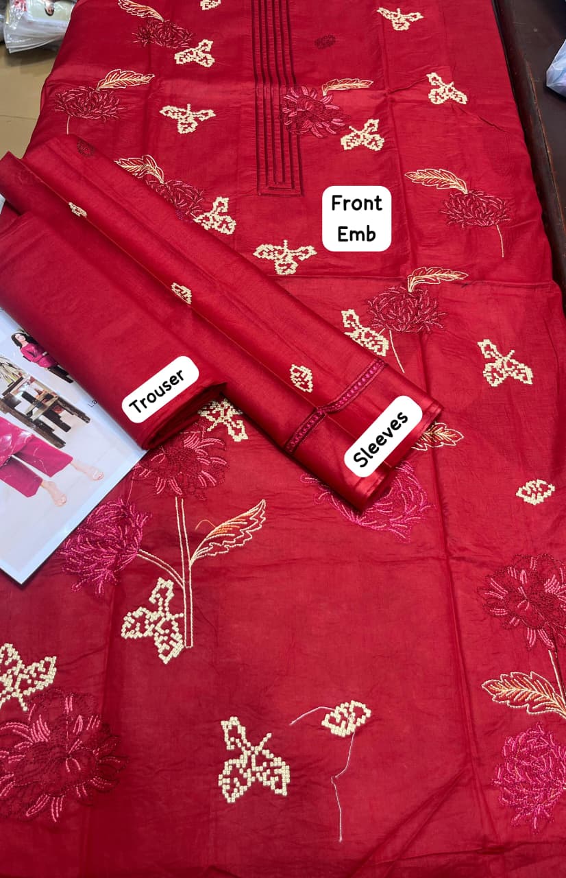 EMBROIDERY 3 PIECE UNSTITCHED LOWN SUIT