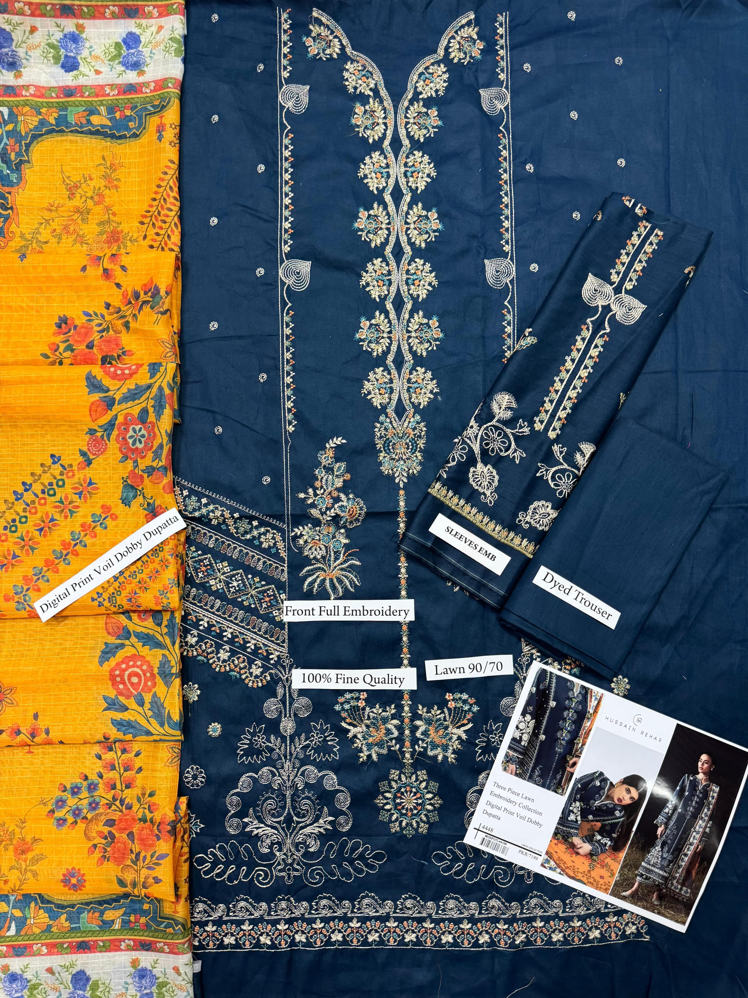 EMBROIDERY 3 PIECE LOWN UNSTITCHED SUIT
