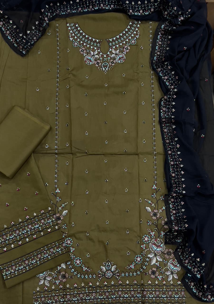 EMBROIDERY 3 PIECE UNSTITCHED LOWN SUIT