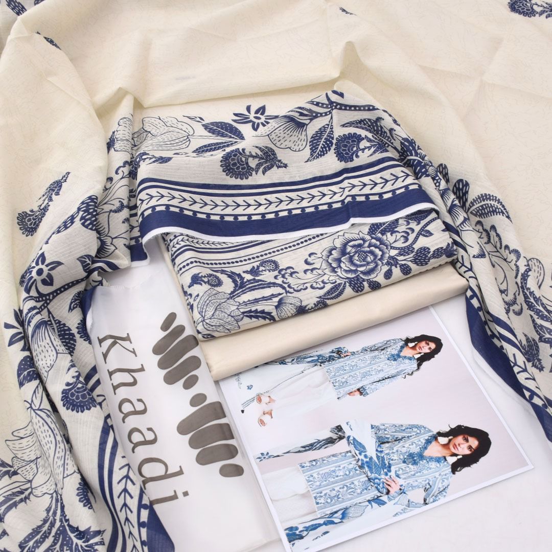 KHADDI SUMMER COLLECTION 3 PIECE LOWN PRINTED unstitched suit