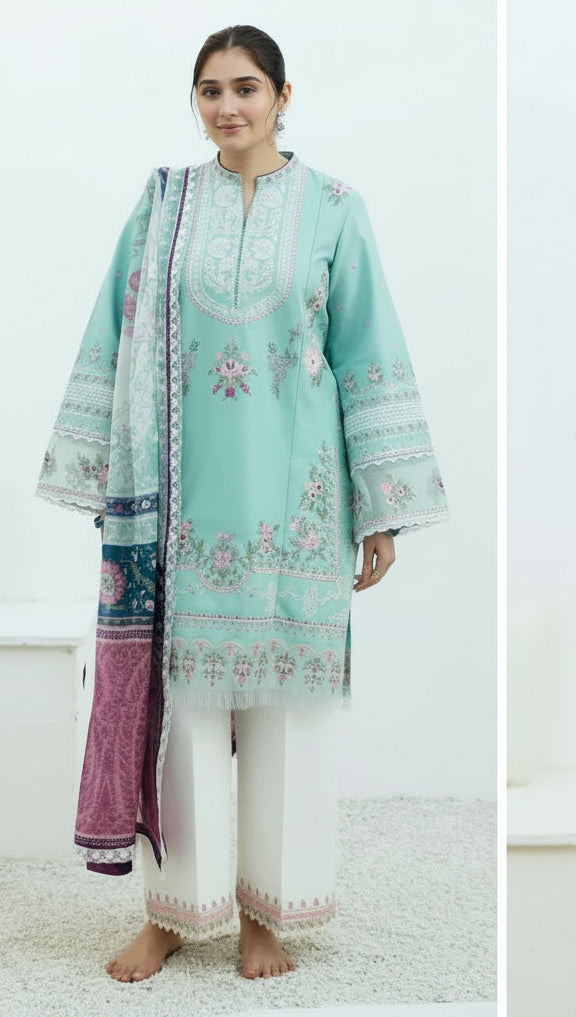 EMBROIDERY 3 PIECE LOWN UNSTITCHED SUIT