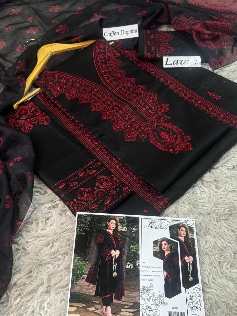 EMBROIDERY 3 PIECE LOWN SUIT