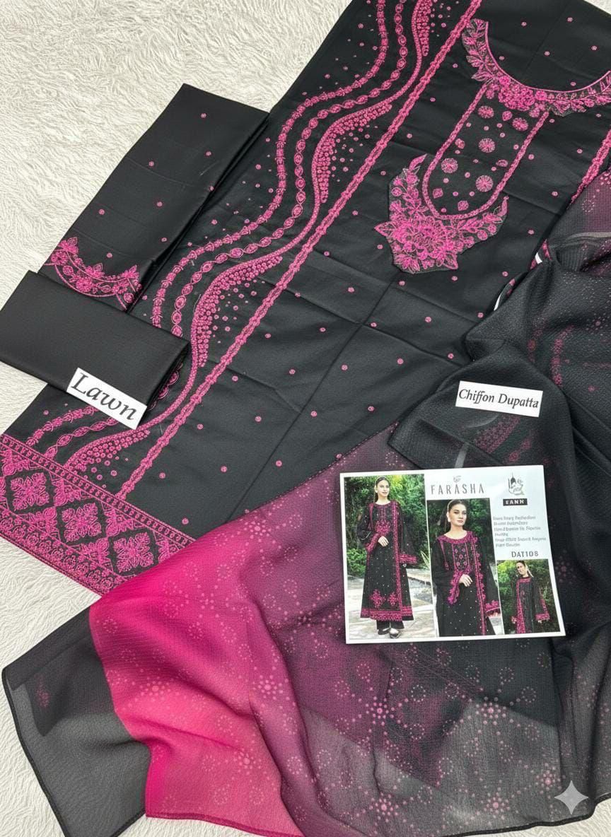 EMBROIDERY 3 PIECE LOWN SUIT