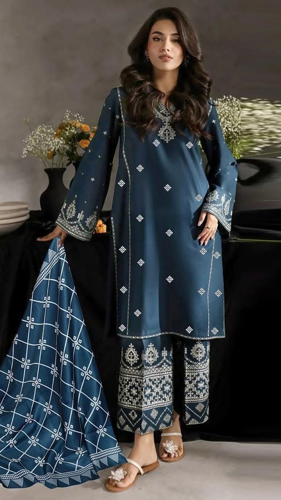 EMBROIDERY 3 PIECE LOWN SUIT