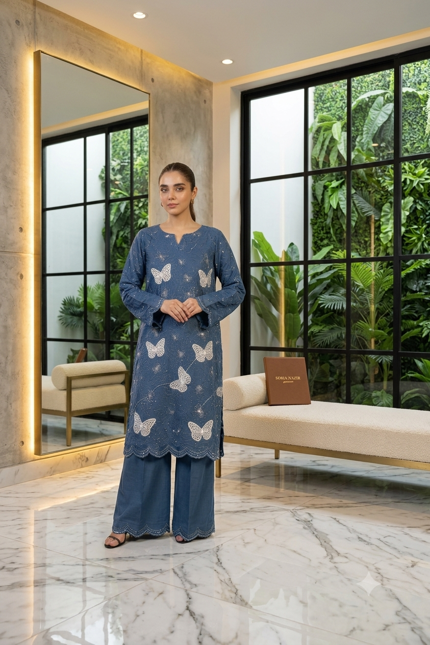 SUMMER COLLECTION EMBROIDERY 2 PIECE SUIT